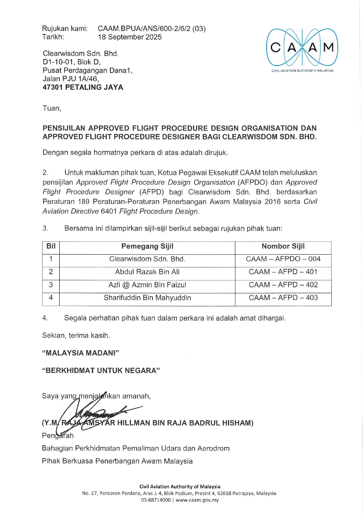 cw afpdo cert surat pensijilan afpdo dan afpd clearwisdom sdn bhd page 0001